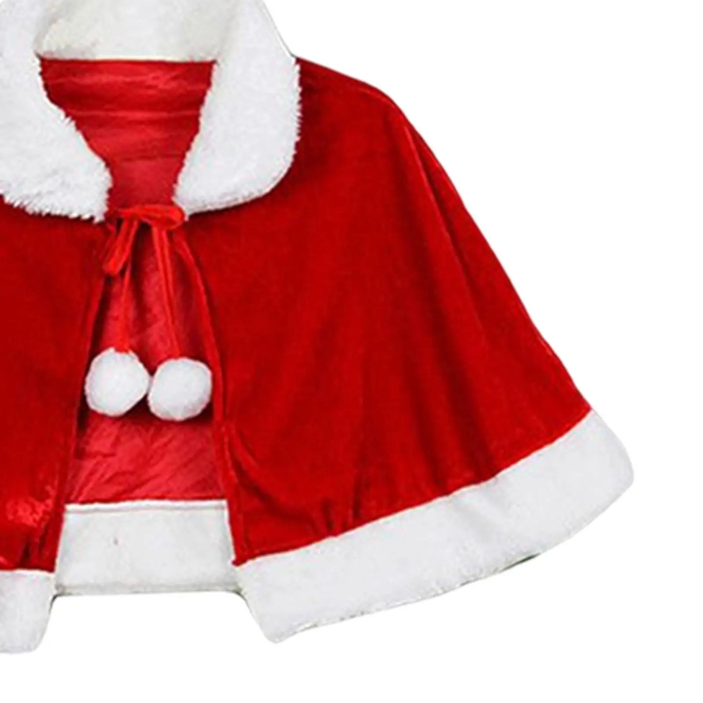 New Year Winter Red Velvet Cape Cloak Christmas Women Girl Shawl Party Costumes Dress Decoration Santa Claus