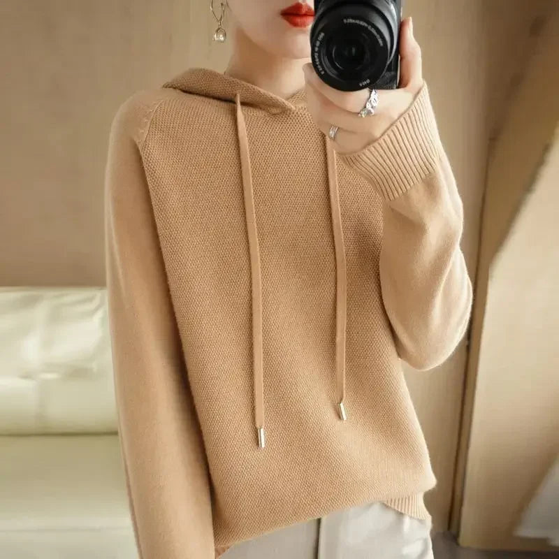 Hooded Sweater Woman Autumn Winter Long Sleeve Warm
 Fashion Jumper 2024