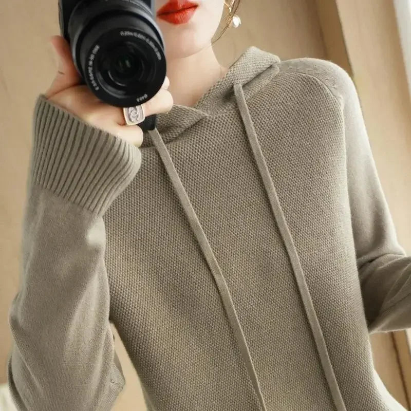 Hooded Sweater Woman Autumn Winter Long Sleeve Warm
 Fashion Jumper 2024