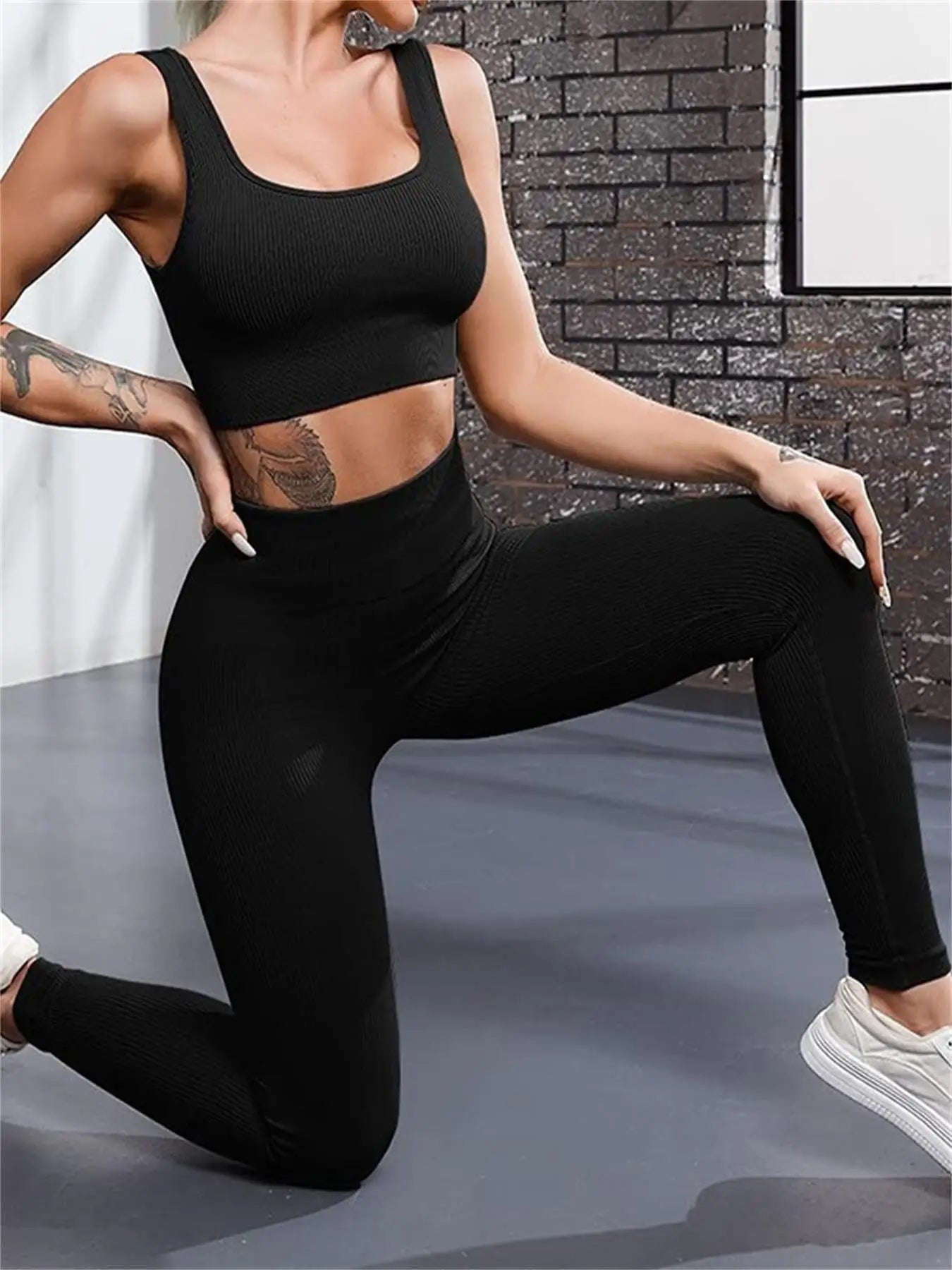 Gym Sport Leggings Seamless Female Fitness Legging Tummy Control Training Tights Ribbed