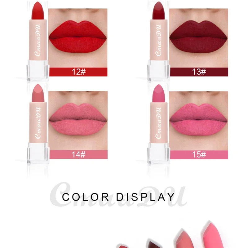 15Colors Velvet Matte Lipstick Sexy Woman Lipgross Tint for Lips Long Lasting Waterproof Non-stick Cup Lip Cosmetics Lip Make Up