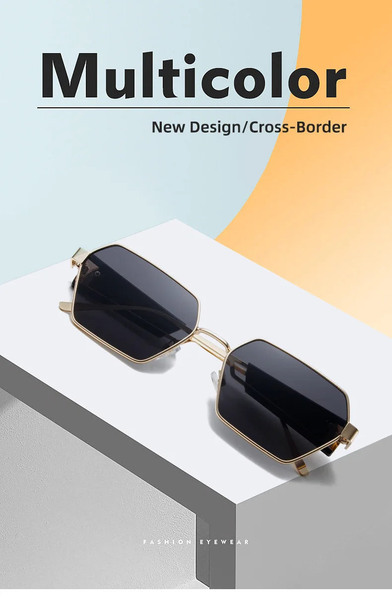RBRARE High Quality Rectangle Sunglasses Women Metal Frame Glasses Fashion Brand Designer Vintage Eyewear UV Gafas De Sol Mujer