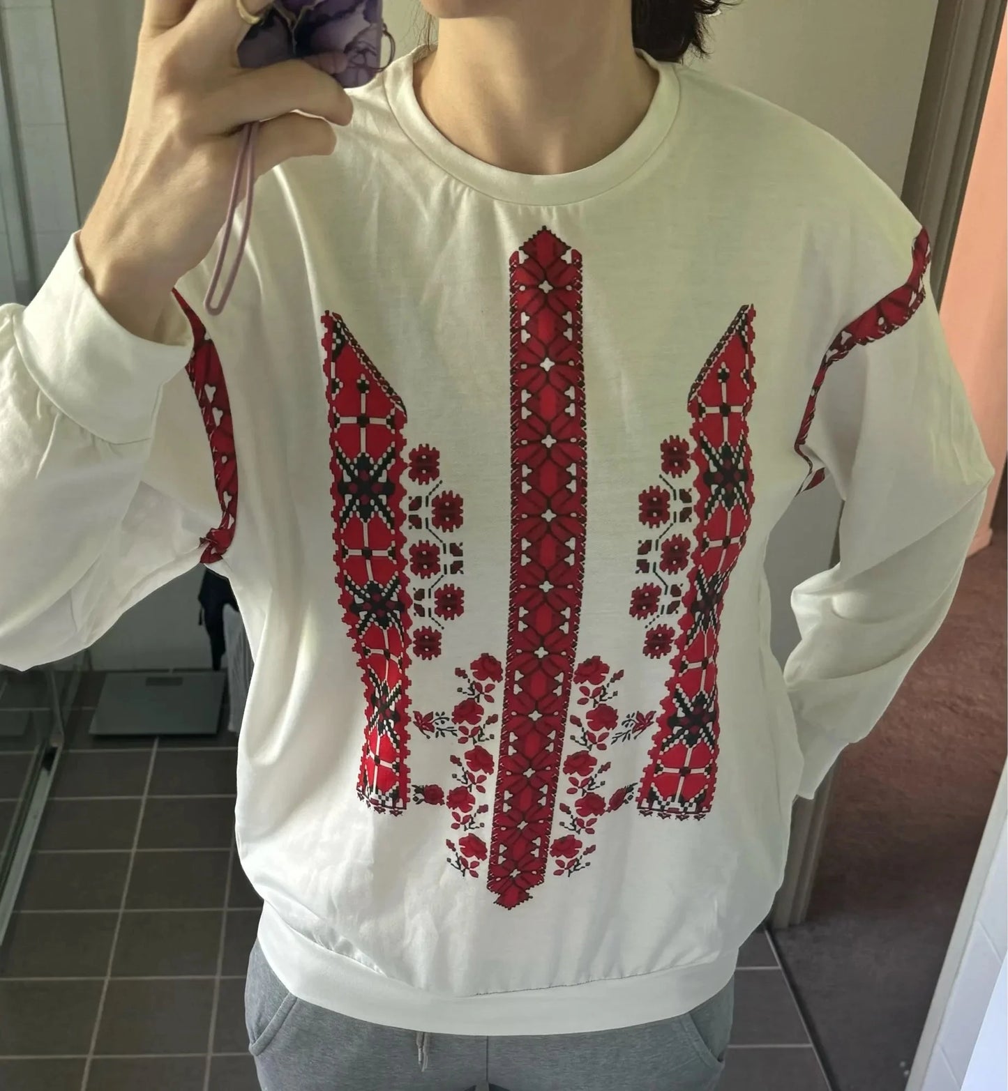 Ukrainian Traditional Graphic Print Women's Sweatshirts
 Long Sleeve Women Clothing