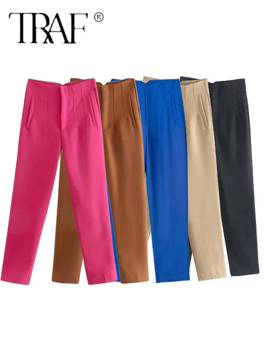 TRAF
 Pencil Women Pants High Waist Pants for Women
 Ankle Trousers Autumn Office Wear Pant