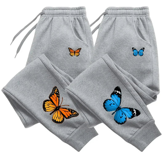 Butterfly Printing Womens Sweatpants Fashion Casual Trend Jogging Trousers
 Elastic Waist Pants