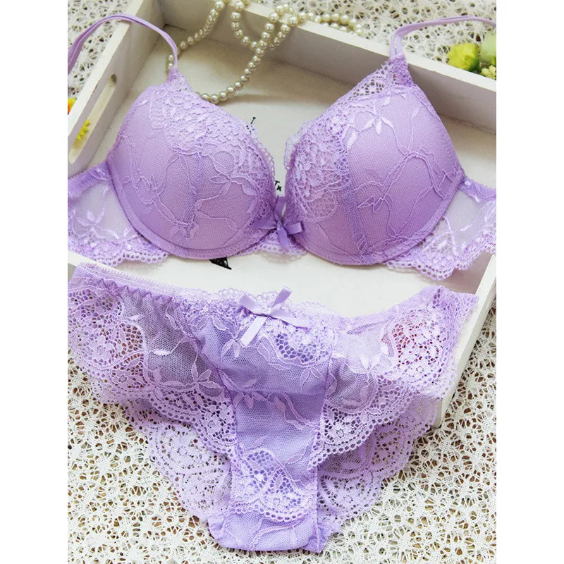 Women Sexy Lingerie Set Fashion Lace Lingerie Sets Solid Color Bra Comfortable Intimates Underwear