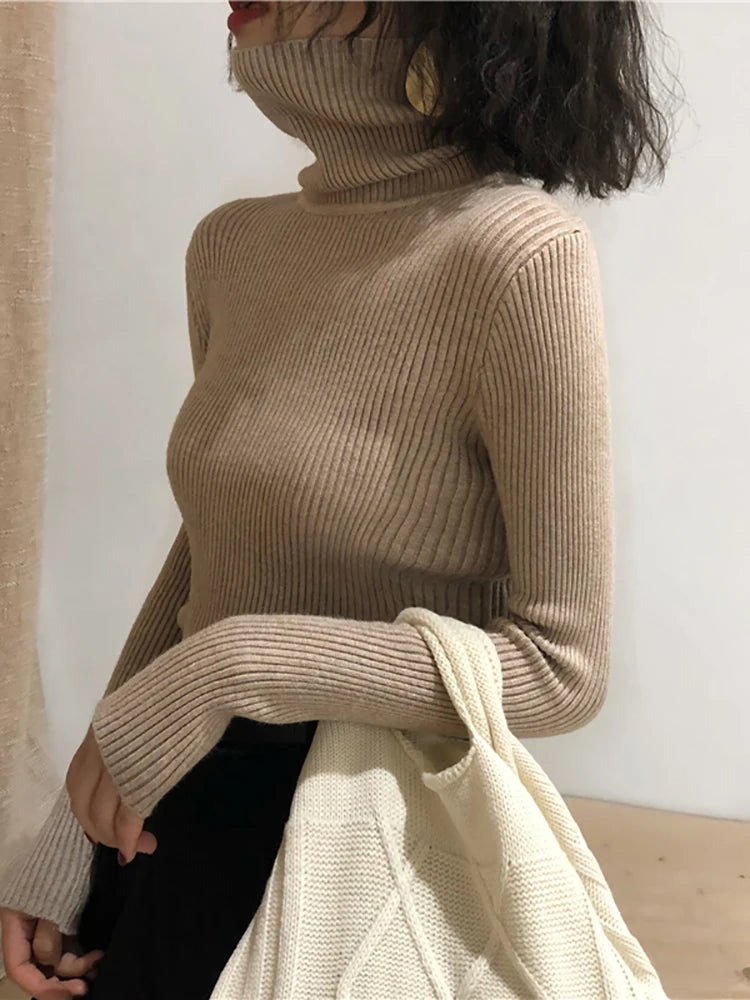 Turtleneck Sweater Womens 2024 Autumn Winter Tops Korean Slim Women Pullover Jumper