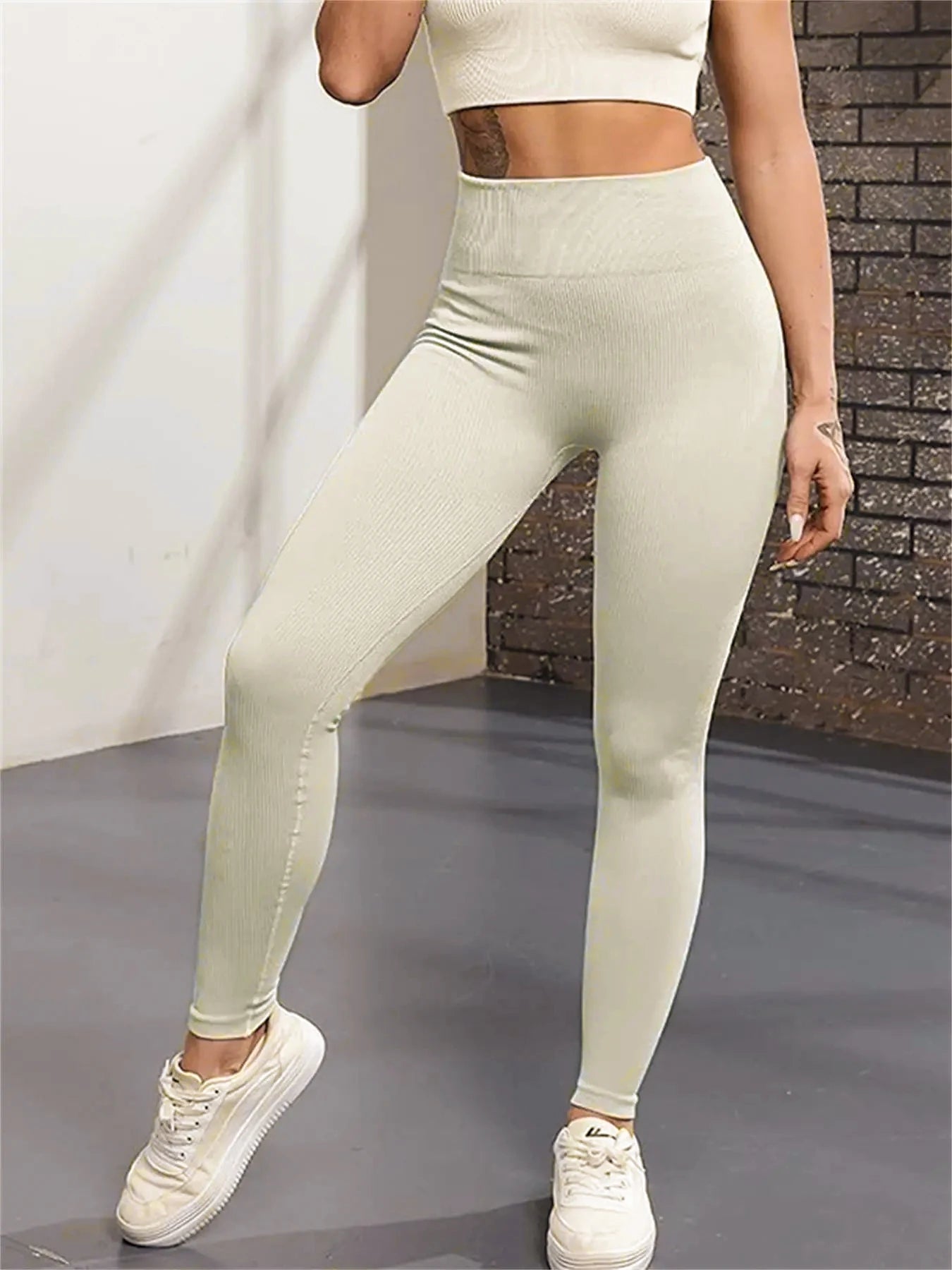 Gym Sport Leggings Seamless Female Fitness Legging Tummy Control Training Tights Ribbed