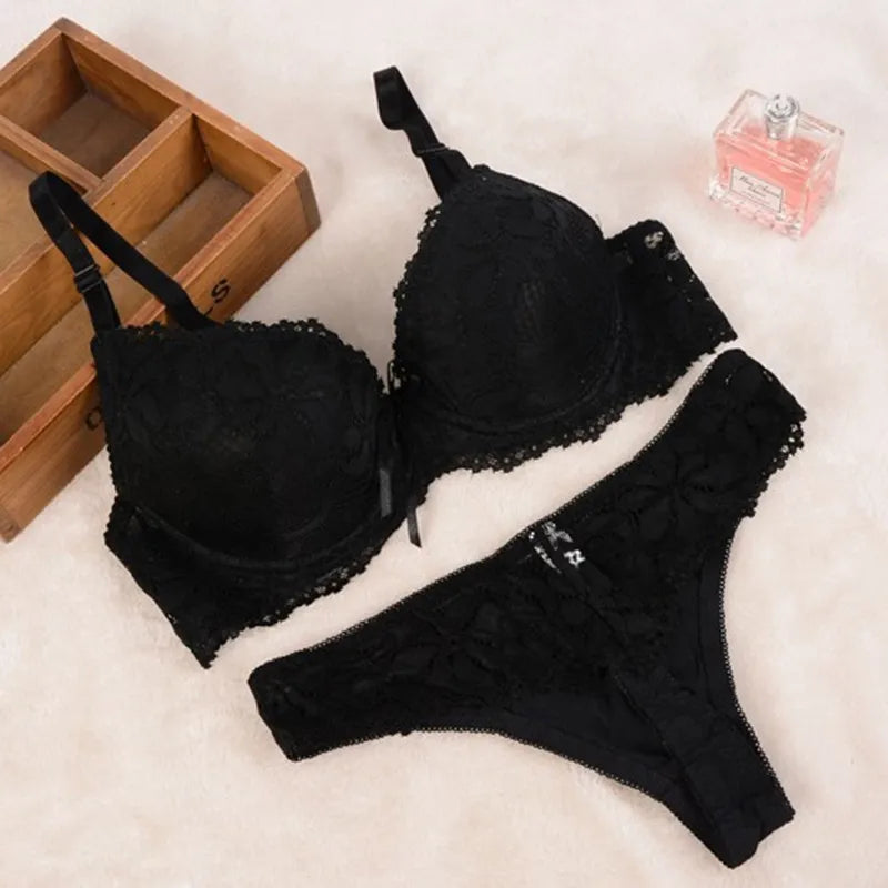 Women Sexy Lingerie Set Fashion Lace Lingerie Sets Solid Color Bra Comfortable Intimates Underwear