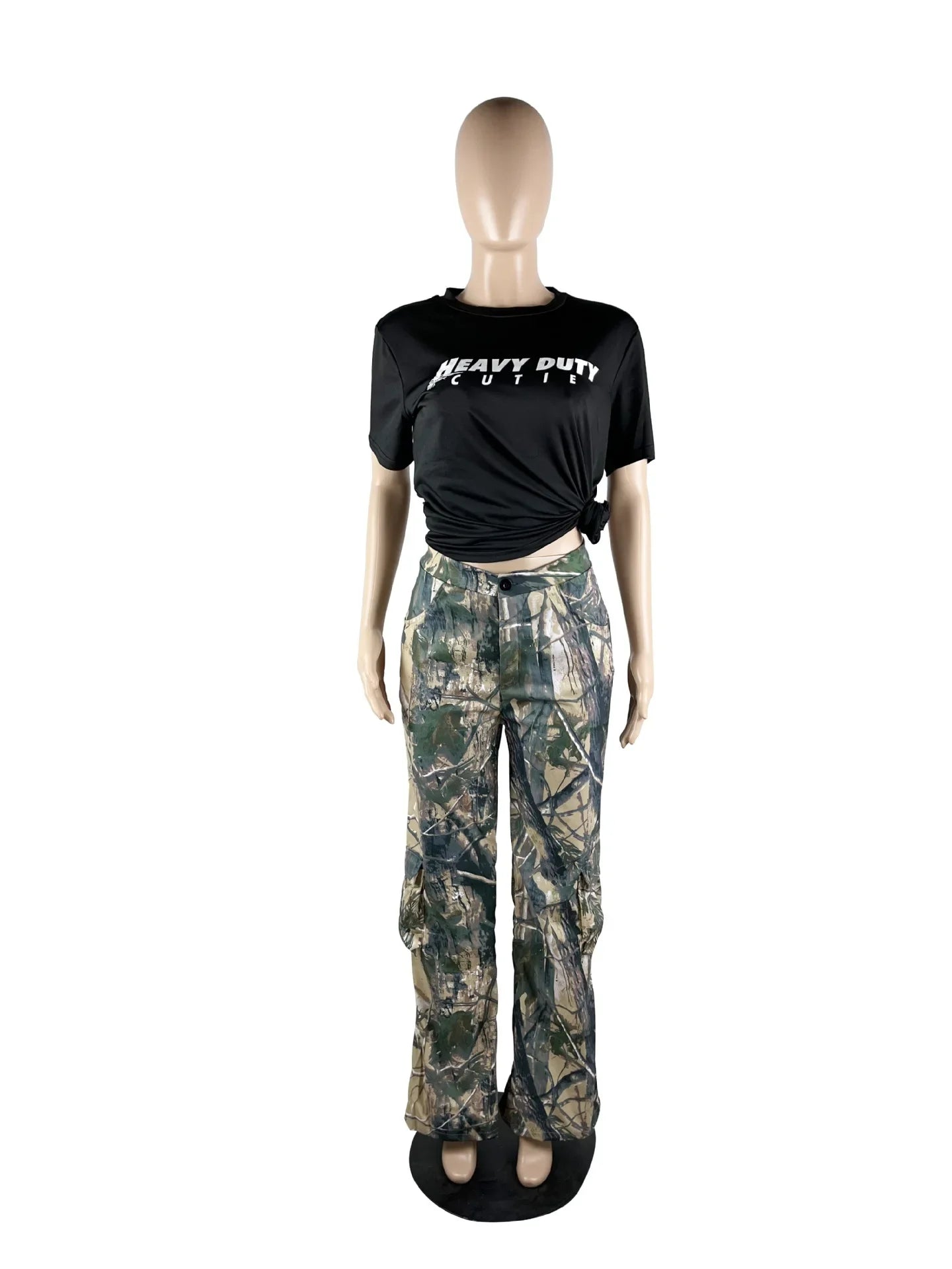 Women's Casual Fashion Camouflage Printing Cargo Pants T23318 European American Style One Piece Agent Shipping