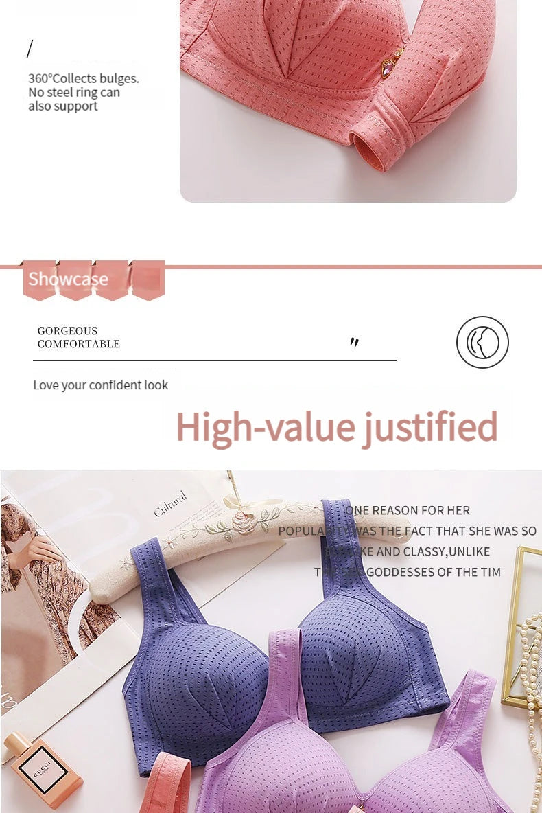 BC Cup Large Size Without Steel Ring Thin Cup Breathable Push Up Tops Bra Women Sexy Adjustable Underwear