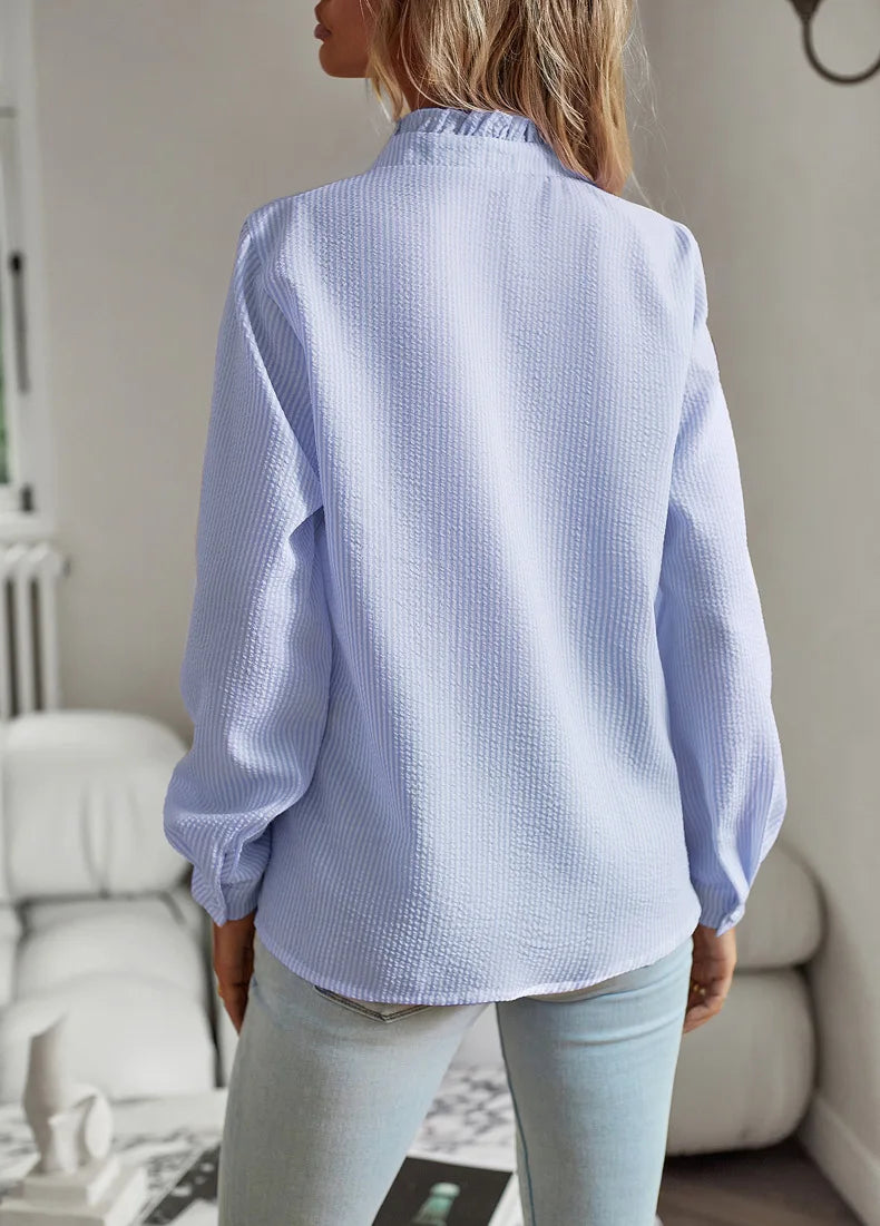 Fashion New Women Elegant Office Shirt,Long Sleeve Top Causal Comfort Simple Shirt