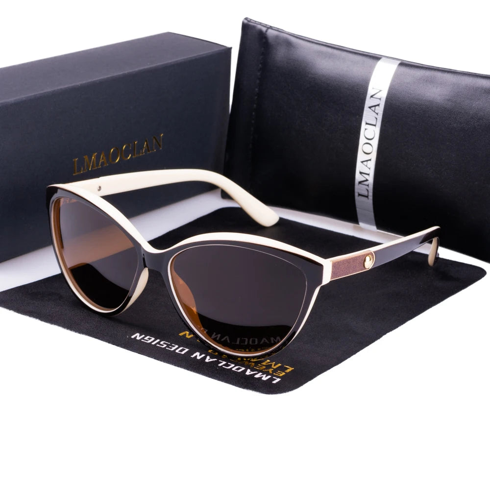 Women Polarized Sunglasses Luxury Fashion Cat Eye Ladies Vintage Brand Designer Female Sun Glasses
