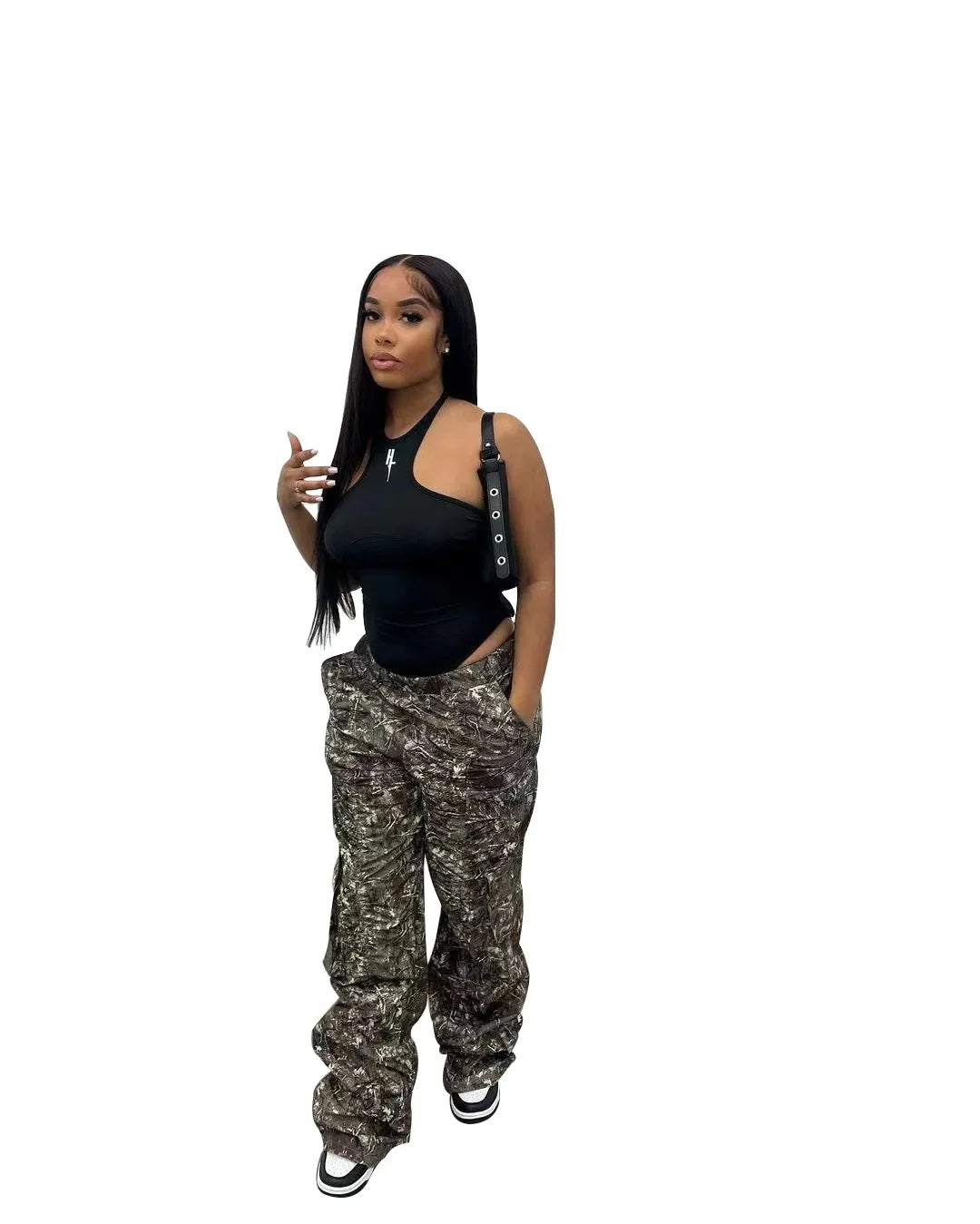 Women's Casual Fashion Camouflage Printing Cargo Pants T23318 European American Style One Piece Agent Shipping