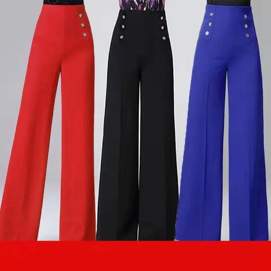 High-Waisted Latin Dance Slimming Versatile Straight-Leg Dance Pants
 Cross-Border Style Women's Clothing Bell Bottoms