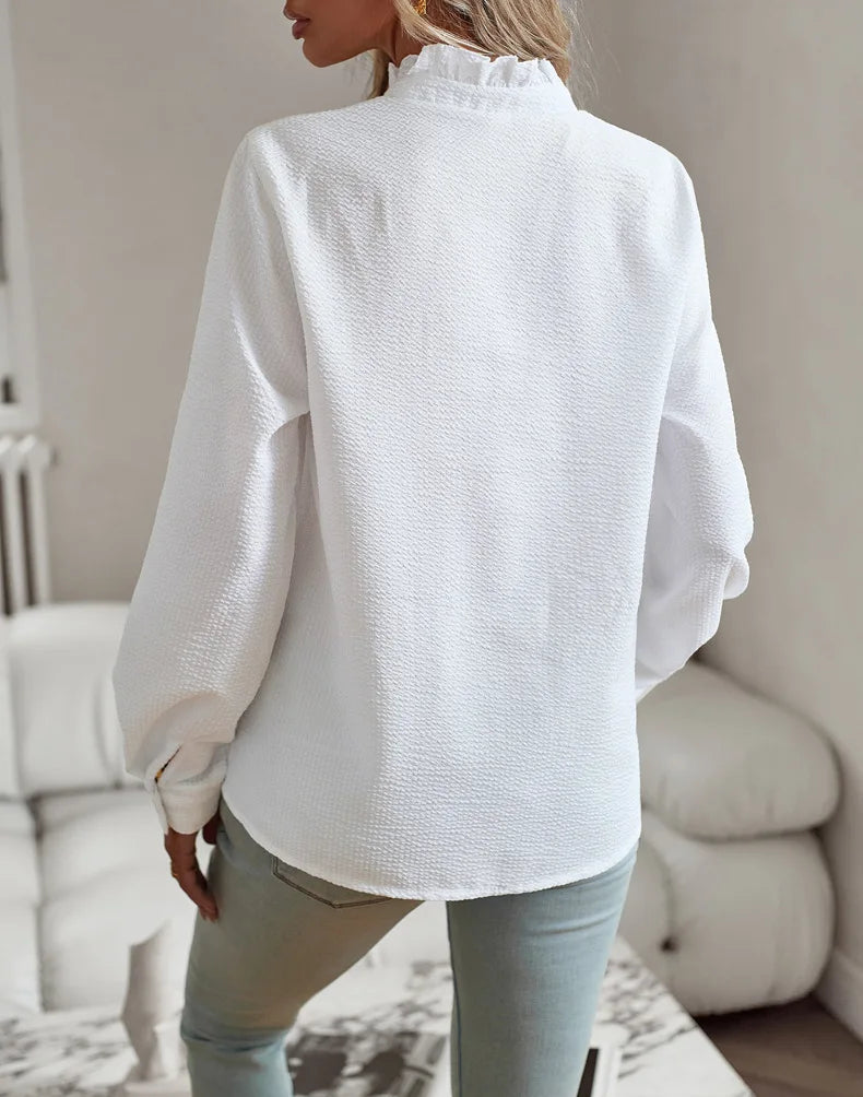 Fashion New Women Elegant Office Shirt,Long Sleeve Top Causal Comfort Simple Shirt