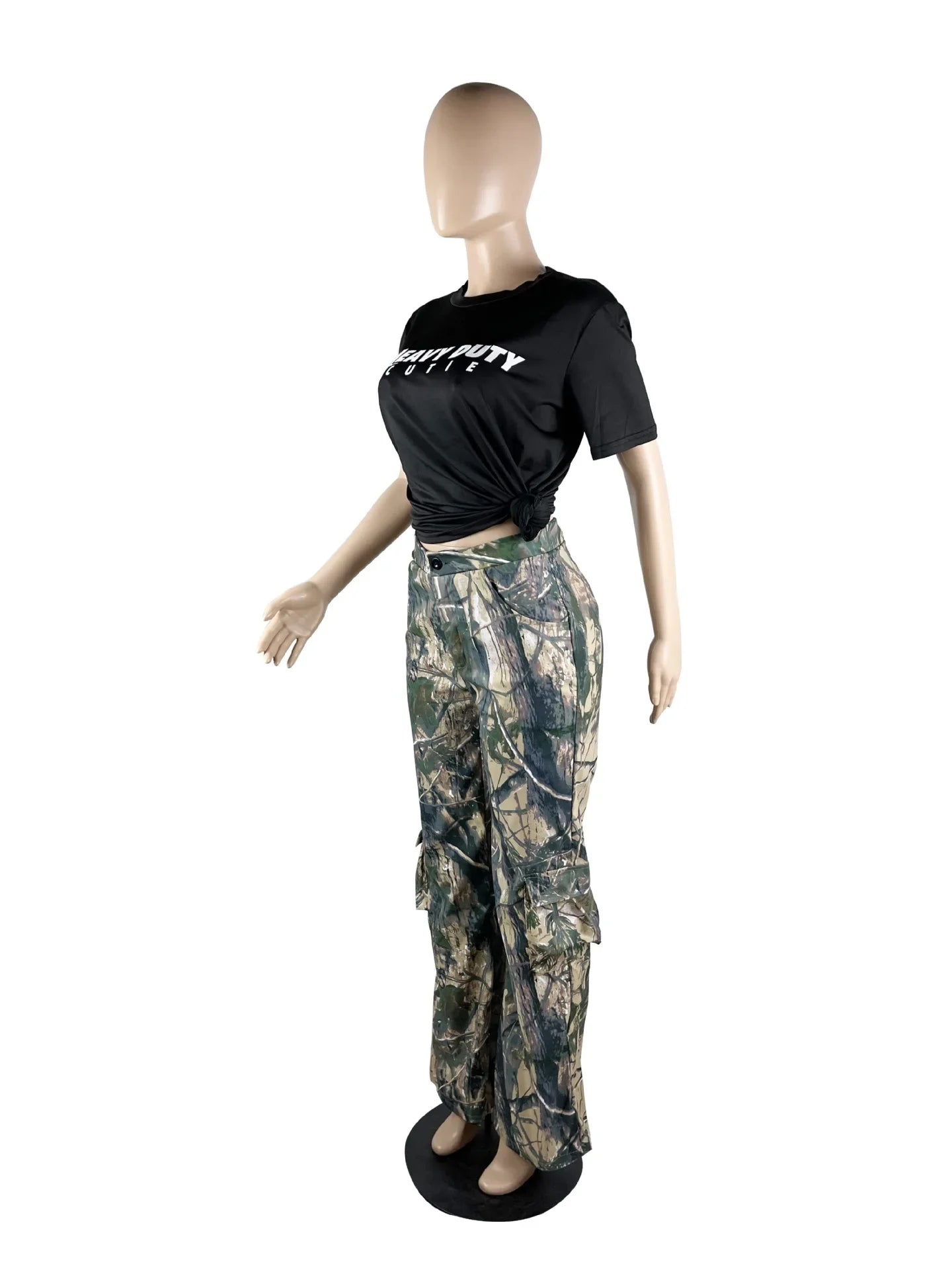 Women's Casual Fashion Camouflage Printing Cargo Pants T23318 European American Style One Piece Agent Shipping