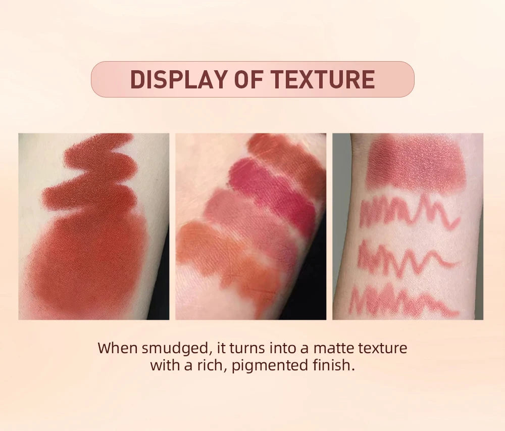 QIBEST 2pcs Lipstick Lipliner Pen Set Matte Nude Lip Liner Pencil Waterproof Long Lasting Lipstick Pen Contour Makeup For Women