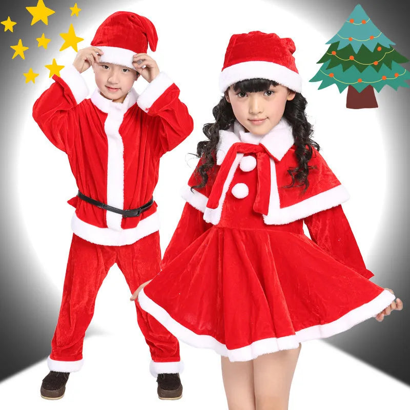 Christmas Girls Boys Santa Claus Costume Green Elf Cosplay  Outfits Carnival Party Festival Xmas New Year Fancy Dress Clothe Set