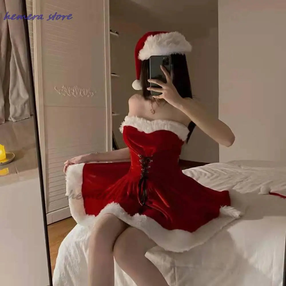 Bunny Girl Christmas Xmas Lady Santa Claus Cosplay Costume Winter Cape
 Cloak Women Custome 2024