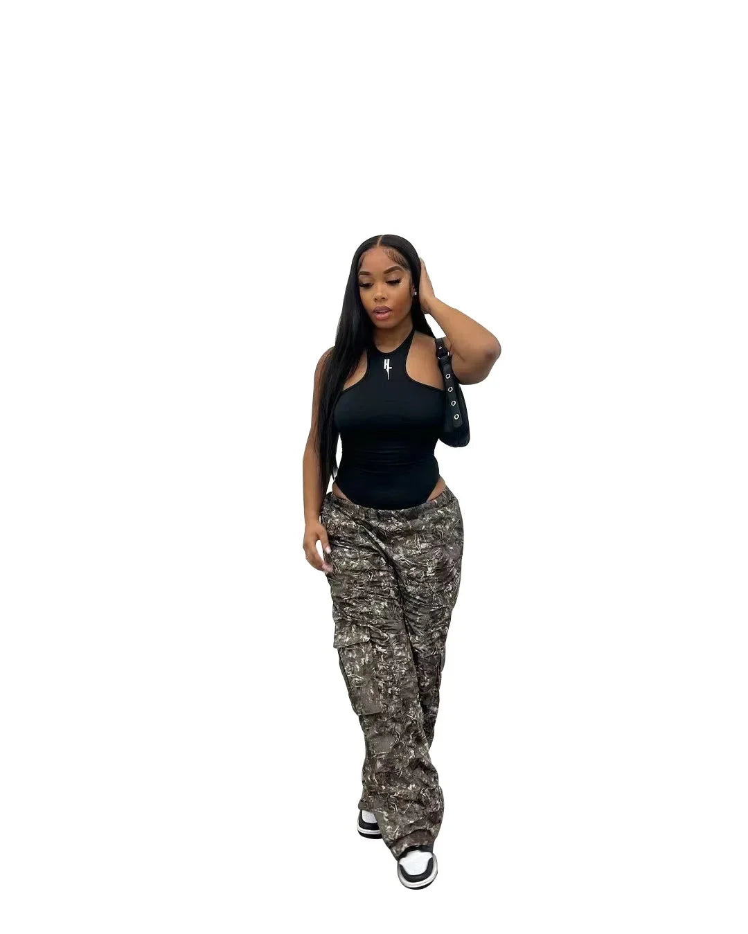 Women's Casual Fashion Camouflage Printing Cargo Pants T23318 European American Style One Piece Agent Shipping