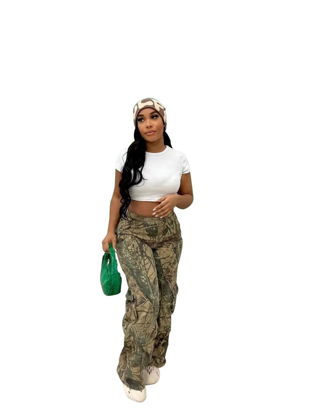 Women's Casual Fashion Camouflage Printing Cargo Pants T23318 European American Style One Piece Agent Shipping