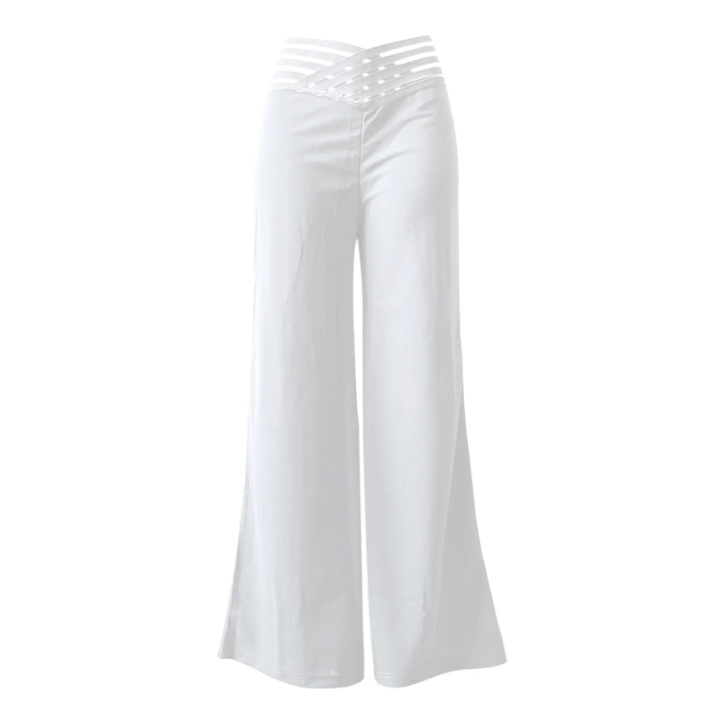 Women Flared Pants Elegant Office Lady Casual High Waist Trousers

 Sheer Mesh Patch Wide Leg Pant