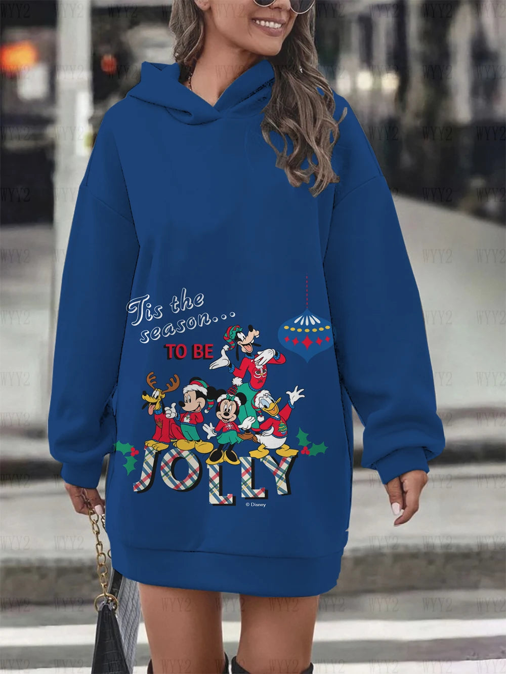 Christmas Disney Mickey Mouse Fall Women's Hoodie Dress Fashion Sweatshirt Dress Women's Pocket Hoodie