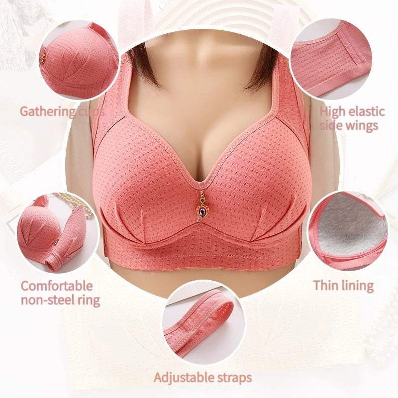 BC Cup Large Size Without Steel Ring Thin Cup Breathable Push Up Tops Bra Women Sexy Adjustable Underwear