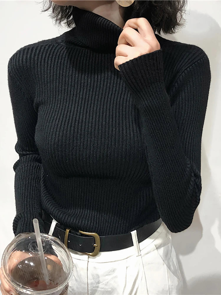 Turtleneck Sweater Womens 2024 Autumn Winter Tops Korean Slim Women Pullover Jumper