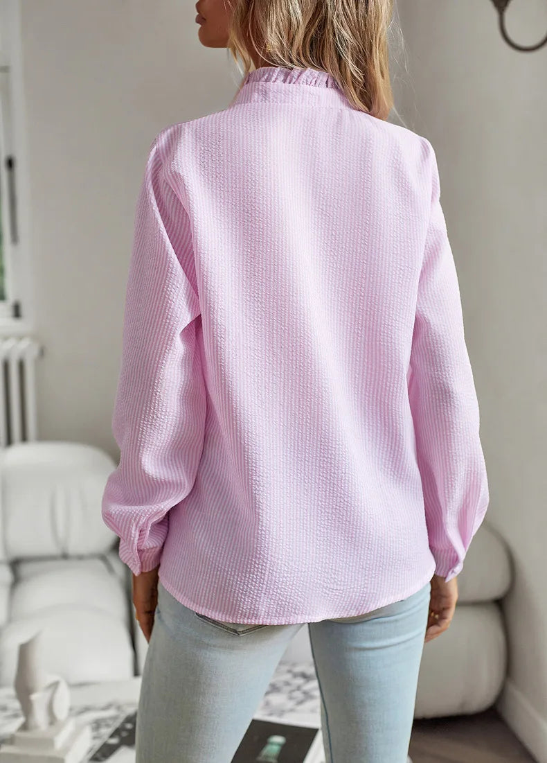 Fashion New Women Elegant Office Shirt,Long Sleeve Top Causal Comfort Simple Shirt